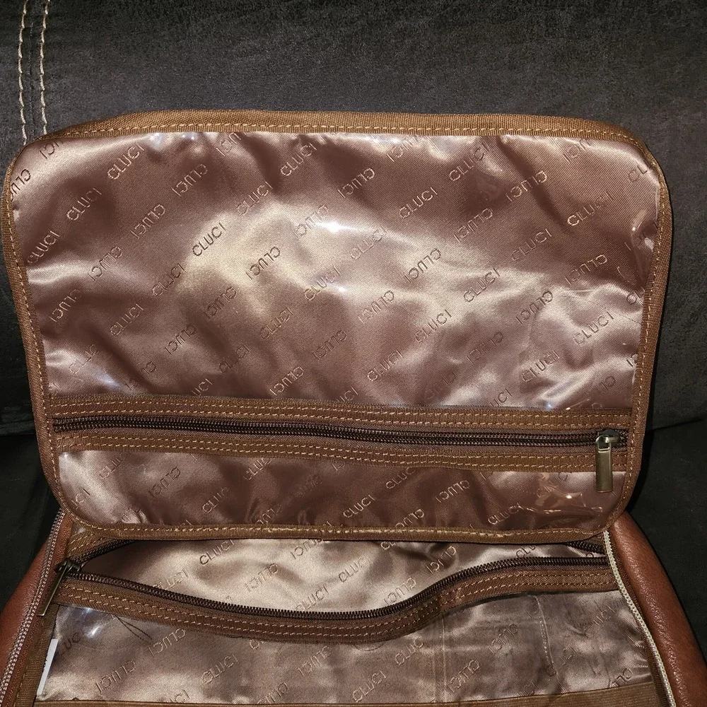 CLUCI Toiletry Bag Travel Bag with Hanging Hook Leather Makeup Cosmetic Bag...